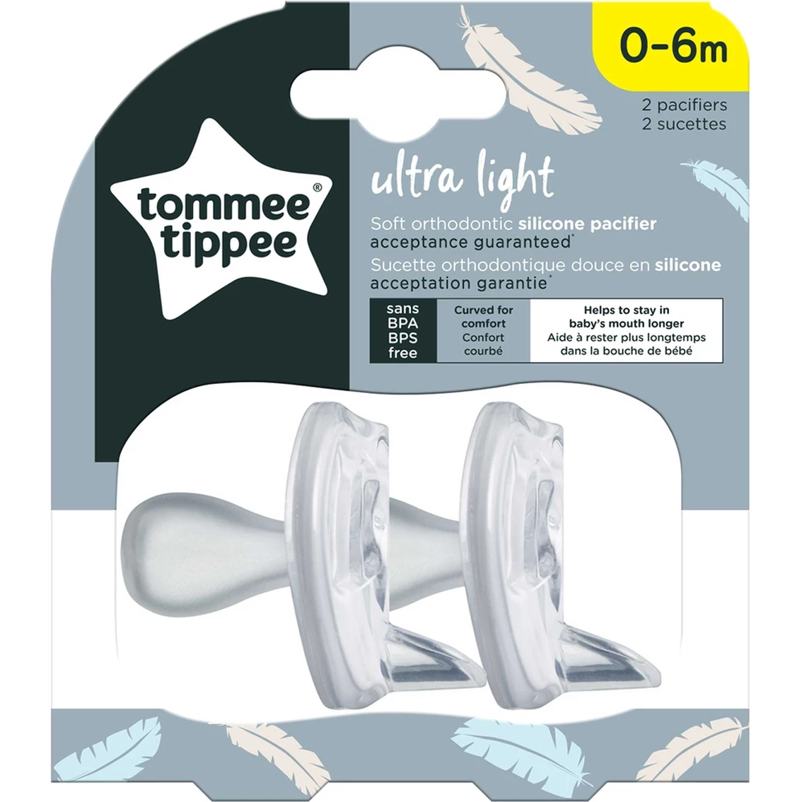 Buy π Tommee Tippee Ultra-Light Pacifier, Symmetrical One-Piece Design, 0-6m, 2 Ct. π 3 Buy π Tommee Tippee Ultra-Light Pacifier, Symmetrical One-Piece Design, 0-6m, 2 Ct. π